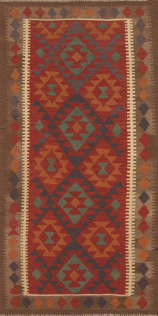 Reversible Wool Kilim Runner Rug 3x7