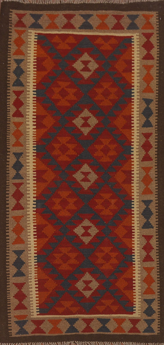 Reversible Wool Kilim Runner Rug 3x7