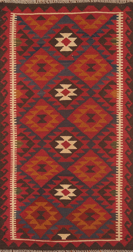 Reversible Wool Kilim Runner Rug 3x7