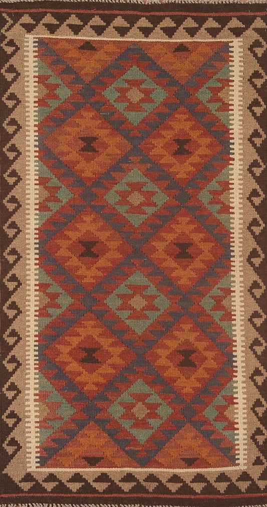 Reversible Wool Kilim Runner Rug 3x7