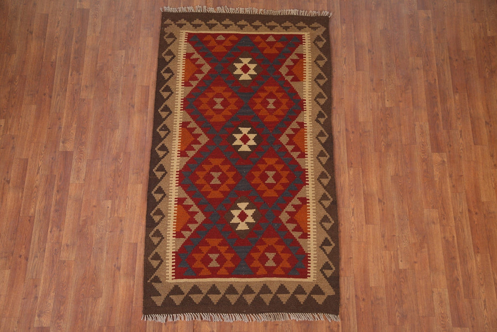 Reversible Wool Kilim Geometric Area Rug 4x6