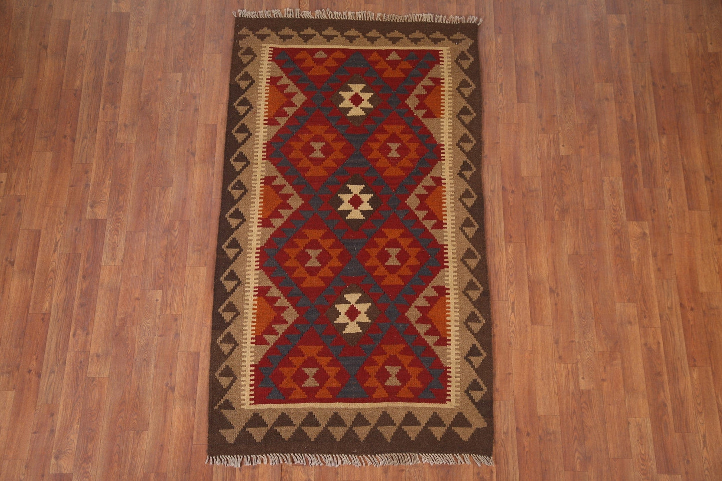 Reversible Wool Kilim Geometric Area Rug 4x6