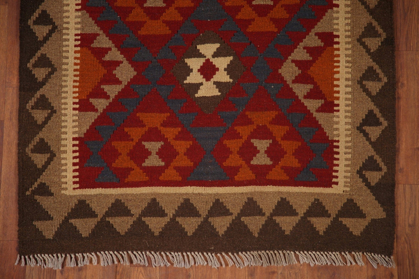 Reversible Wool Kilim Geometric Area Rug 4x6