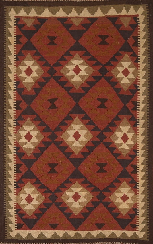 Reversible Wool Kilim Oriental Area Rug 3x6