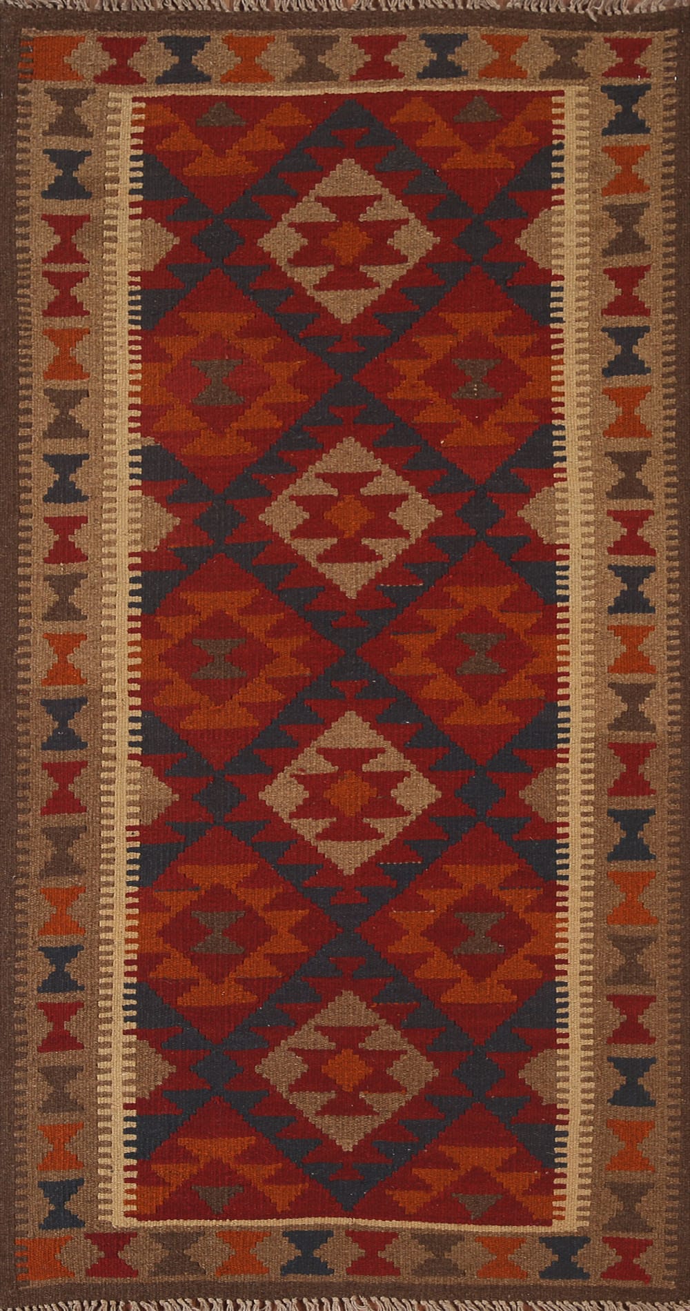 Kilim Reversible Wool Runner Rug 3x7