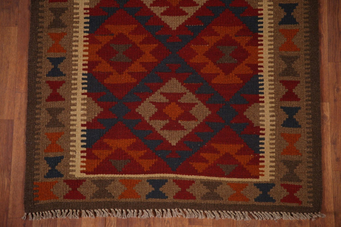 Kilim Reversible Wool Runner Rug 3x7