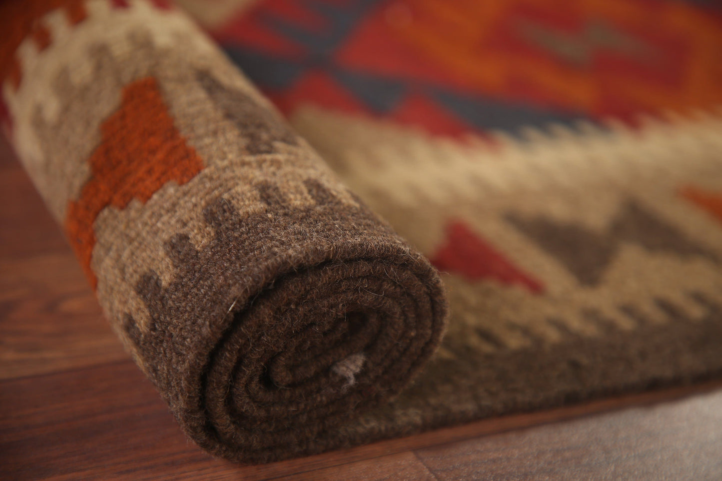 Kilim Reversible Wool Runner Rug 3x7