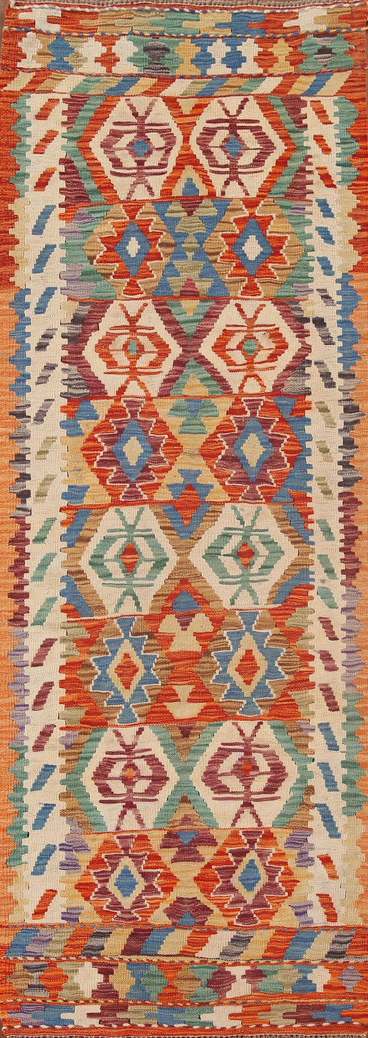 Kilim Reversible Wool Runner Rug 3x8