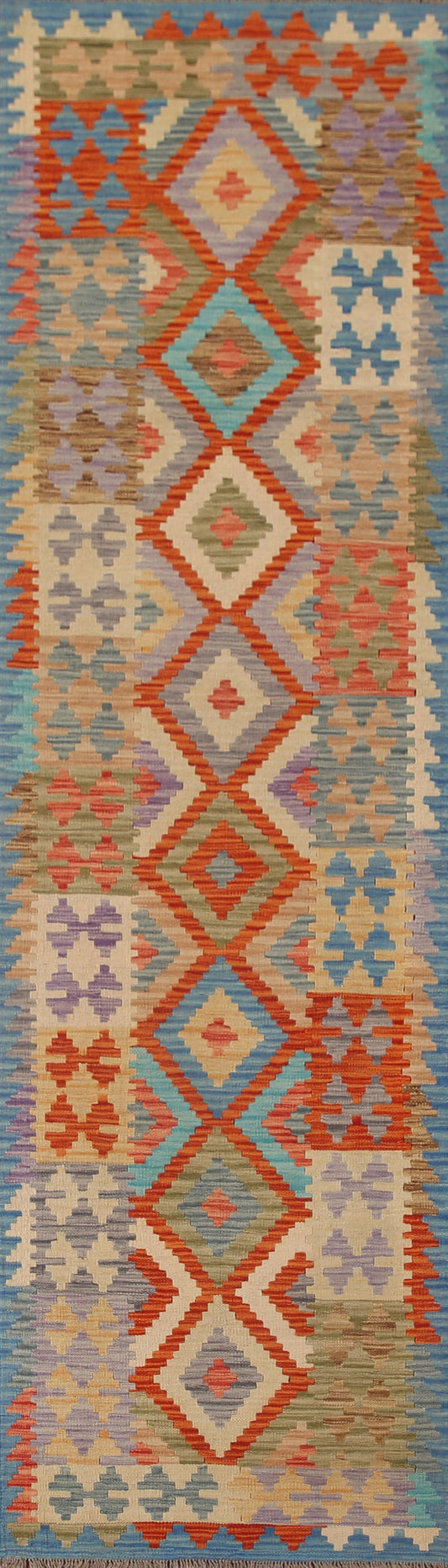 Kilim Reversible Wool Runner Rug 3x10