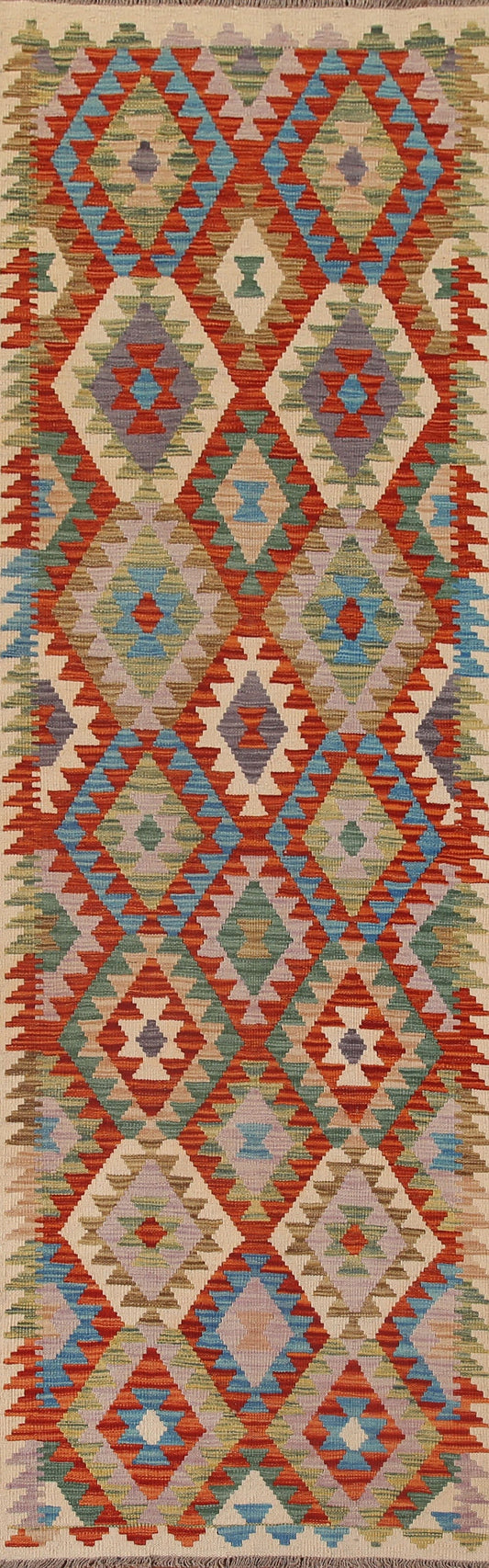 Reversible Wool Kilim Oriental Runner Rug 3x10