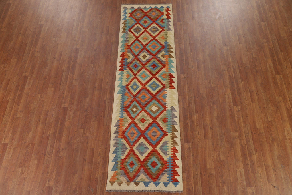 Colorful Kilim Geometric Runner Rug 3x10