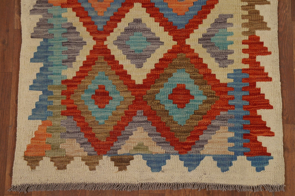 Colorful Kilim Geometric Runner Rug 3x10