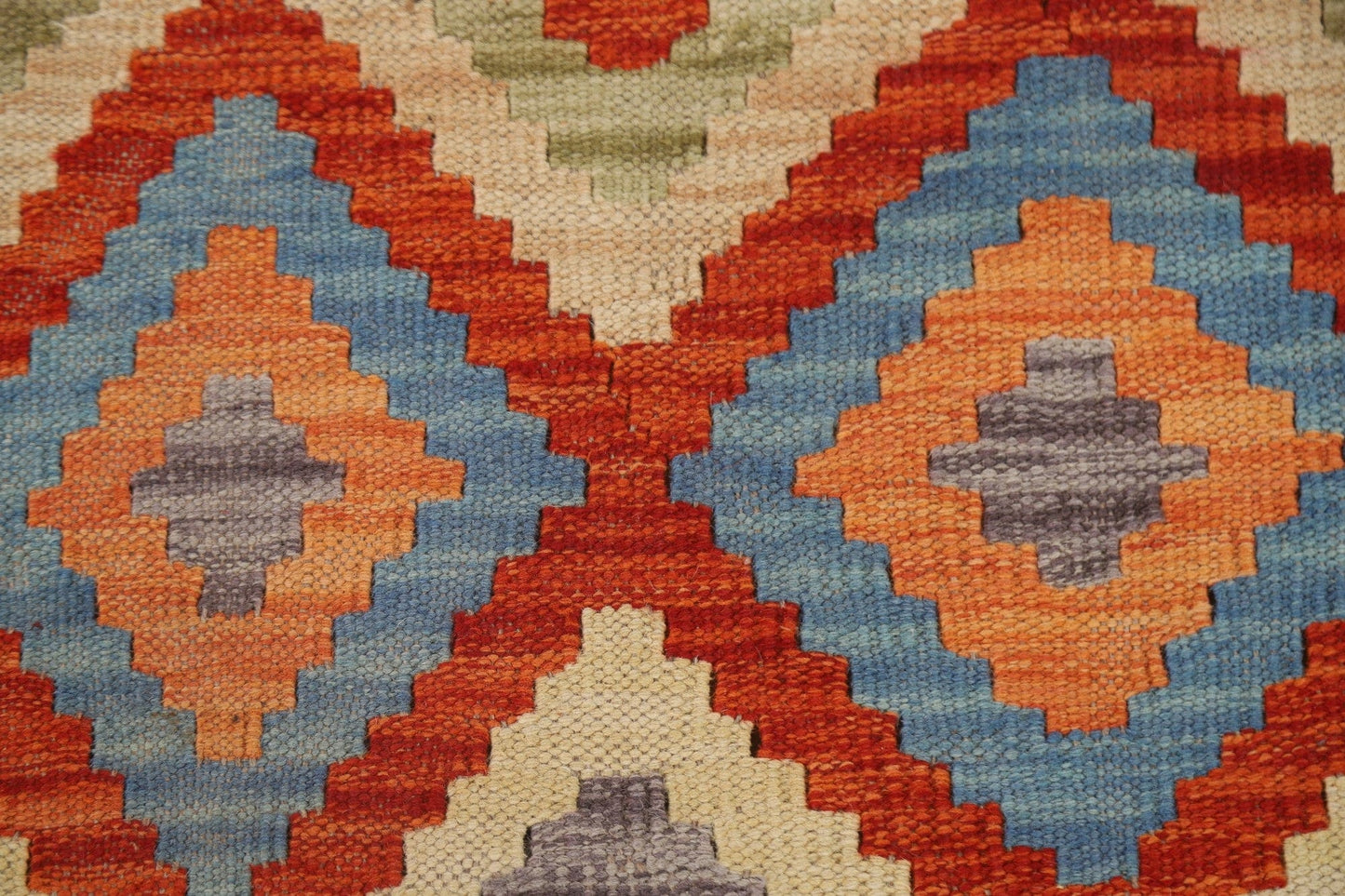 Colorful Kilim Geometric Runner Rug 3x10