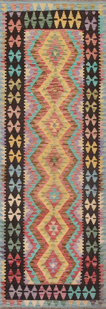 Reversible Wool Kilim Oriental Runner Rug 3x10