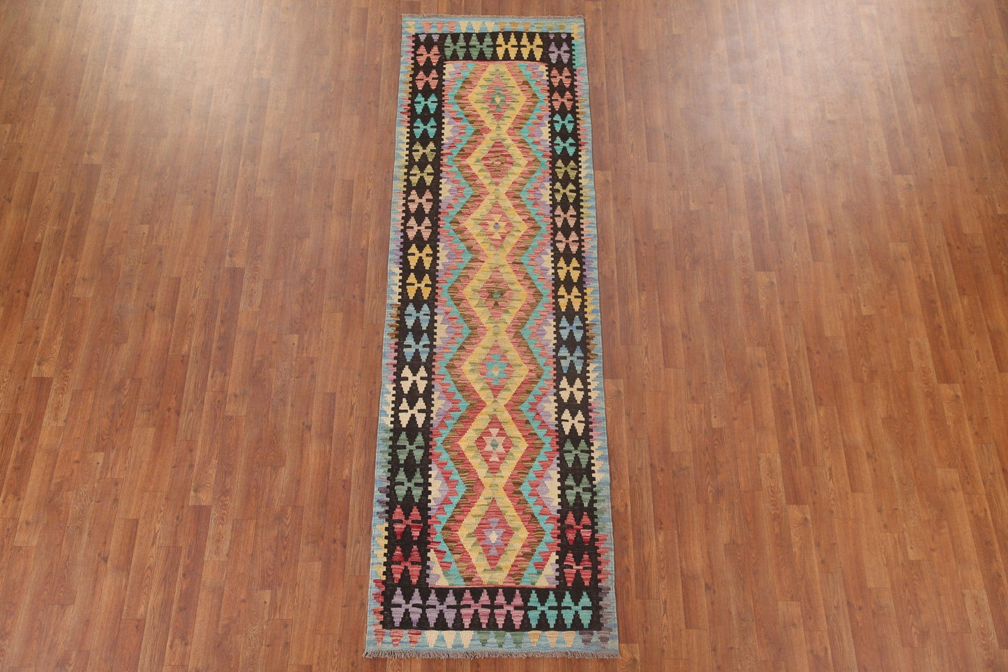 Reversible Wool Kilim Oriental Runner Rug 3x10