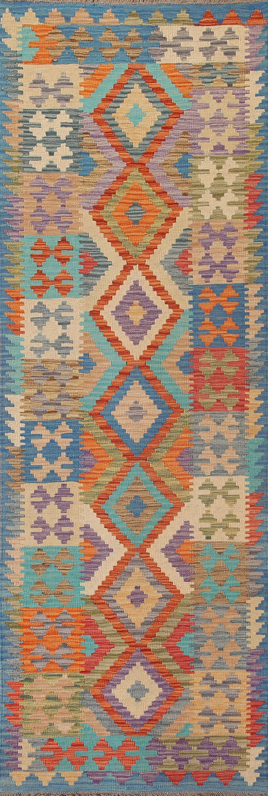 Geometric Kilim Oriental Runner Rug 3x9