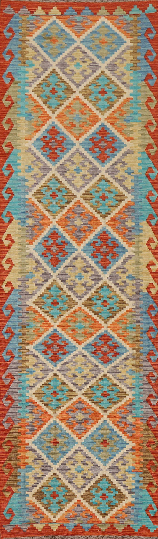 Kilim Reversible Wool Runner Rug 3x10