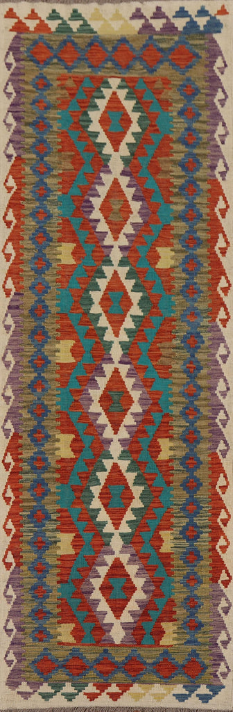 Kilim Reversible Wool Runner Rug 3x10