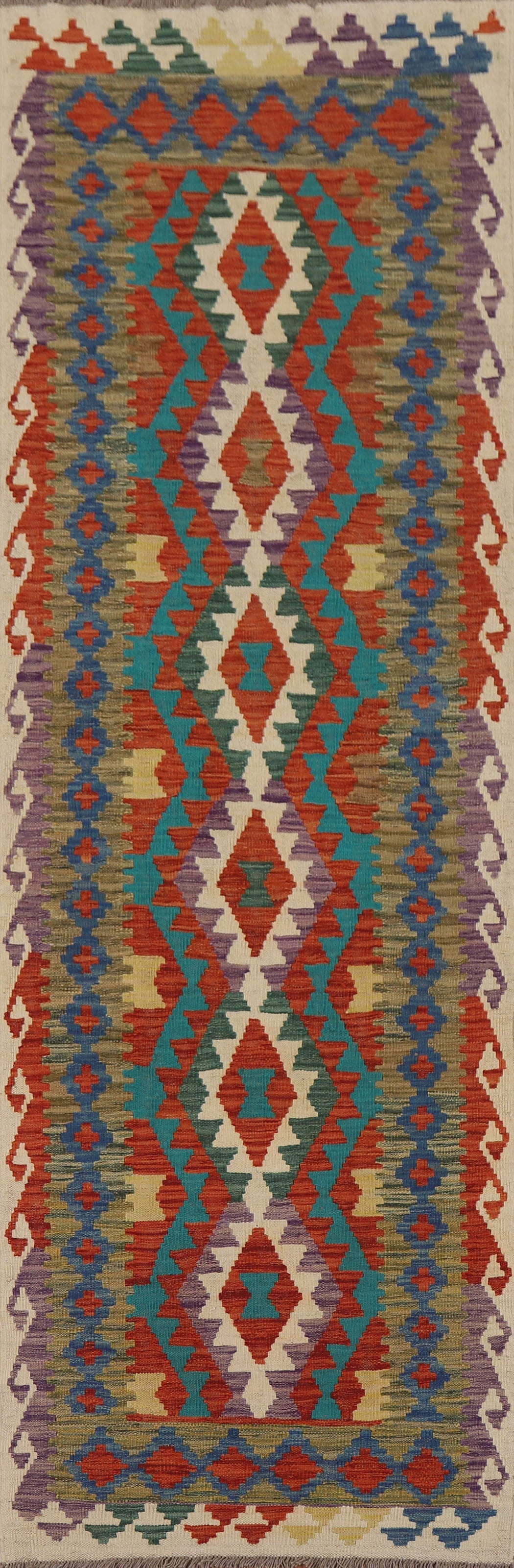 Kilim Reversible Wool Runner Rug 3x10