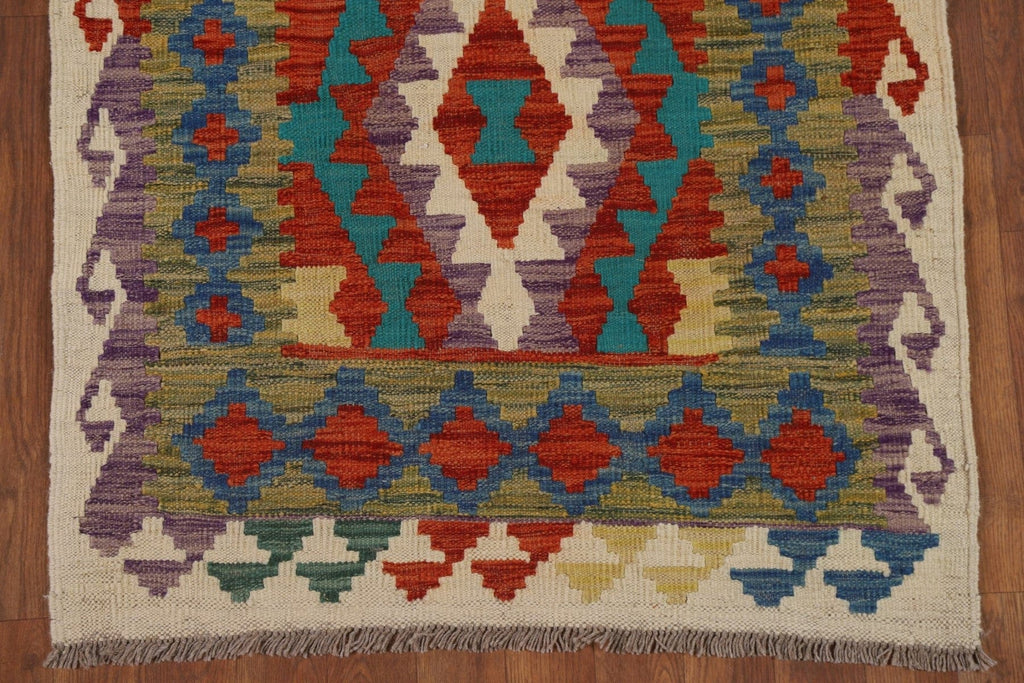 Kilim Reversible Wool Runner Rug 3x10