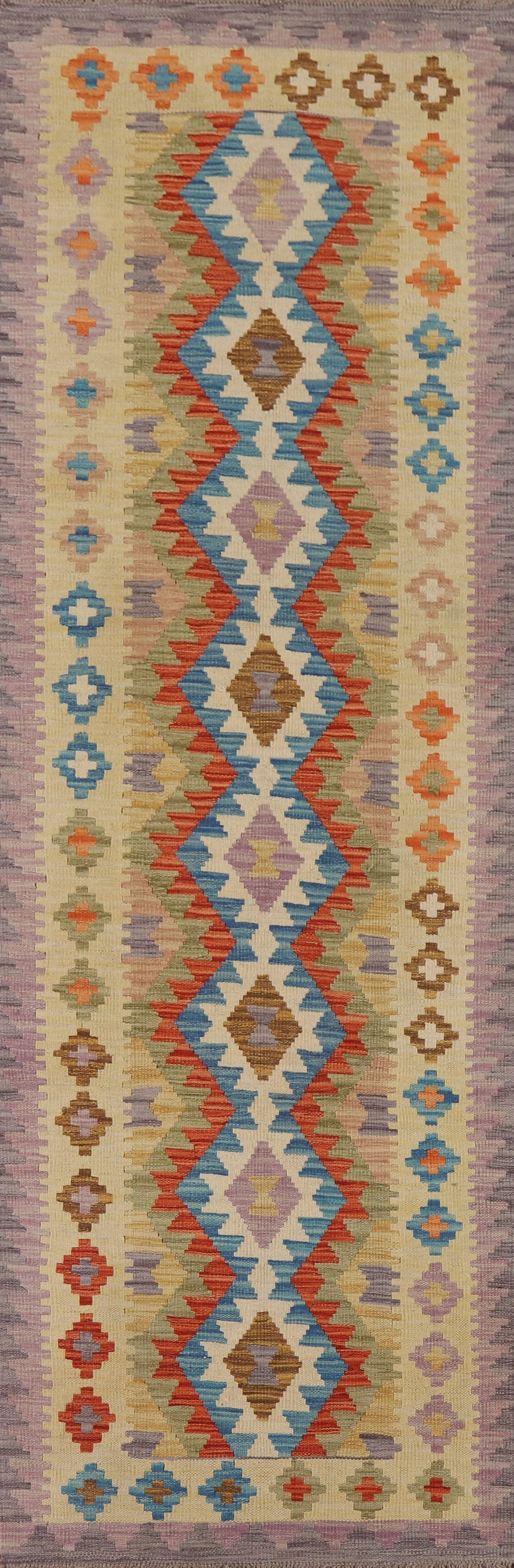 Reversible Wool Kilim Oriental Runner Rug 3x9