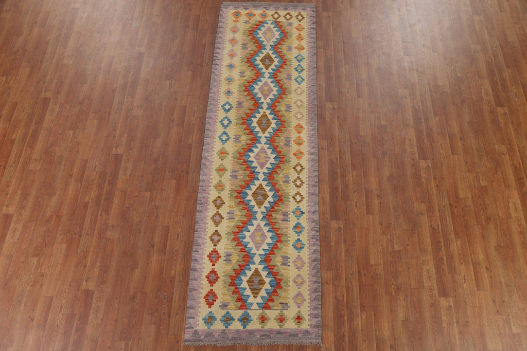 Reversible Wool Kilim Oriental Runner Rug 3x9