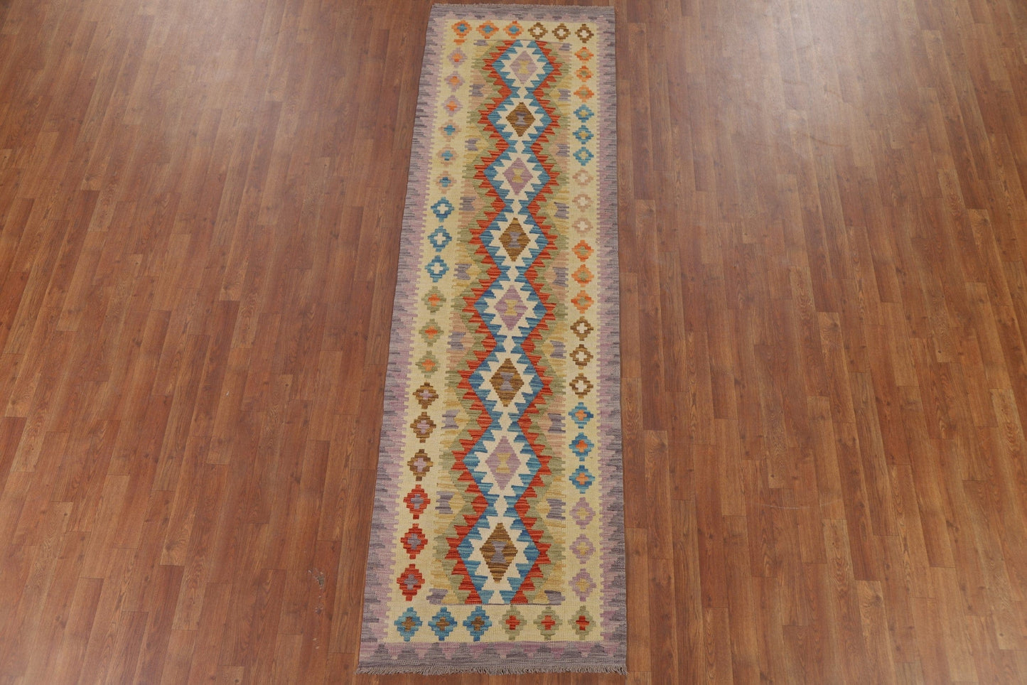 Reversible Wool Kilim Oriental Runner Rug 3x9