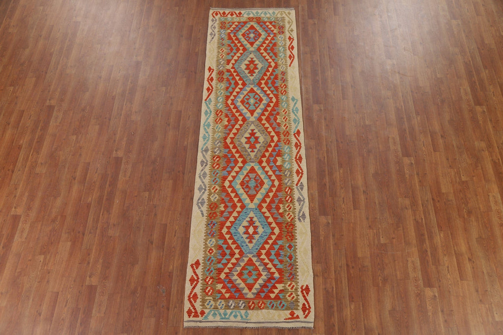 Geometric Kilim Reversible Runner Rug 3x10