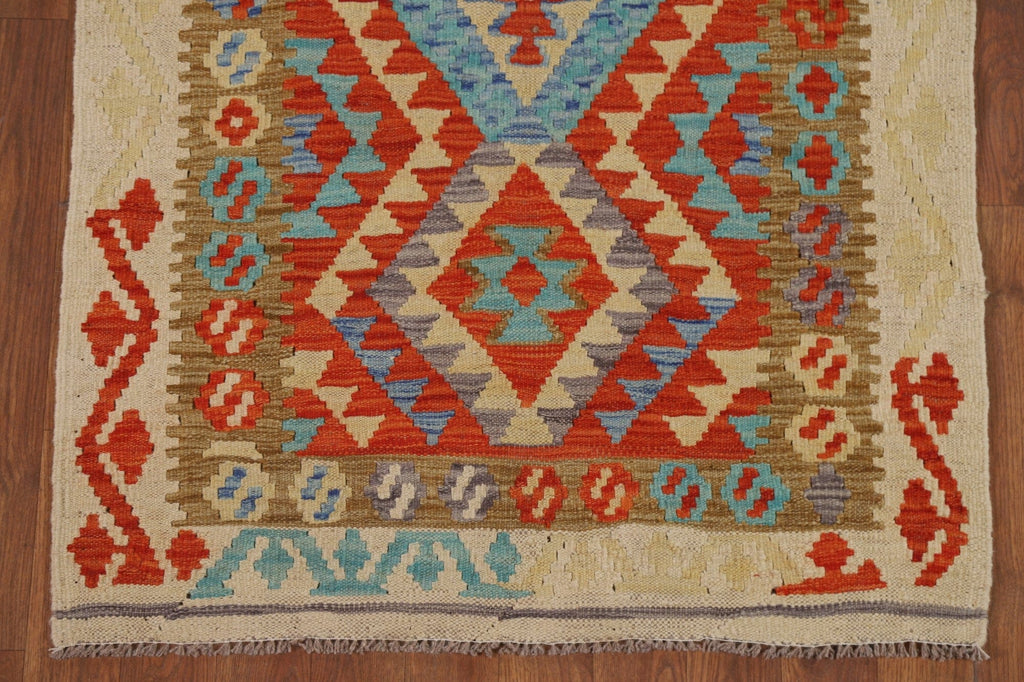 Geometric Kilim Reversible Runner Rug 3x10