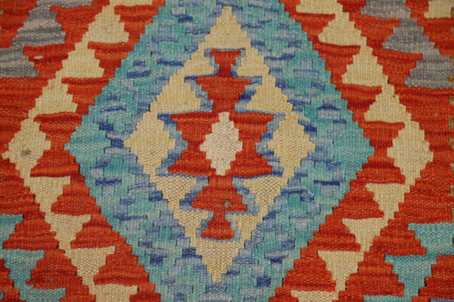 Geometric Kilim Reversible Runner Rug 3x10