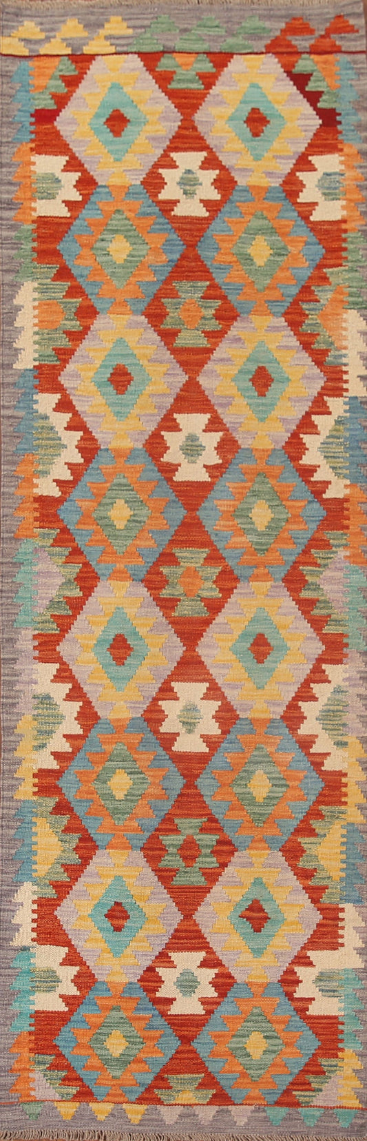 Geometric Kilim Oriental Runner Rug 3x10