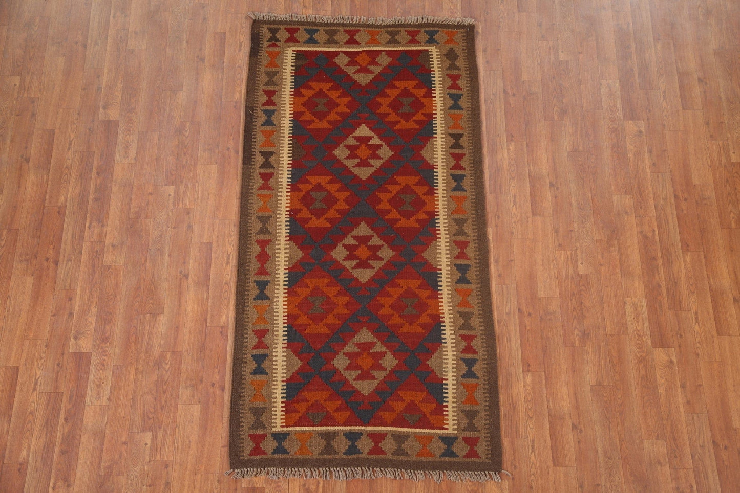 Reversible Wool Kilim Oriental Area Rug 3x6