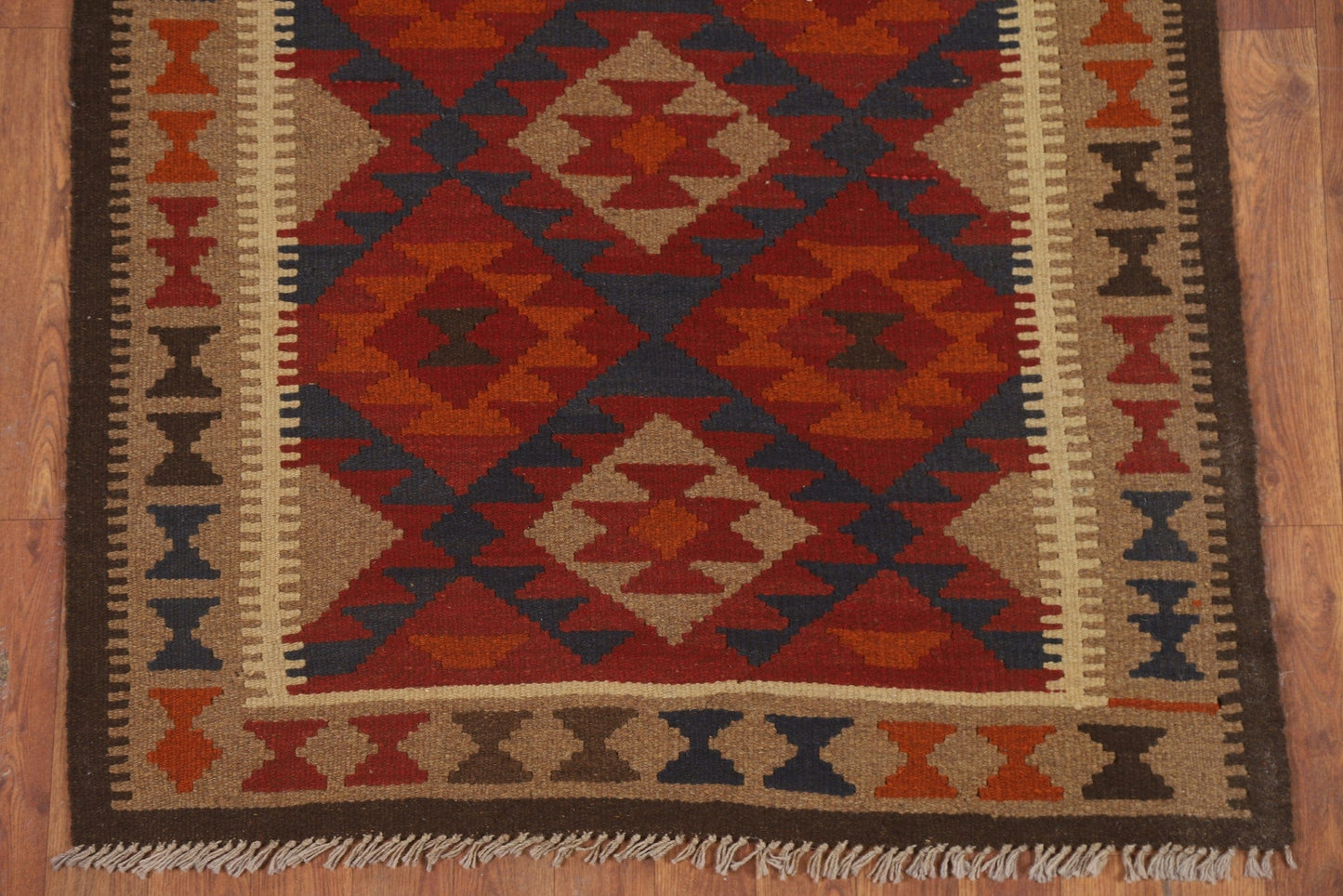 Kilim Reversible Wool Runner Rug 3x7