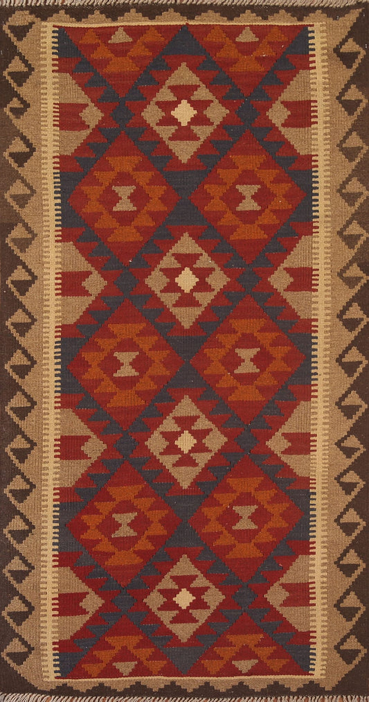 Kilim Reversible Wool Runner Rug 3x7