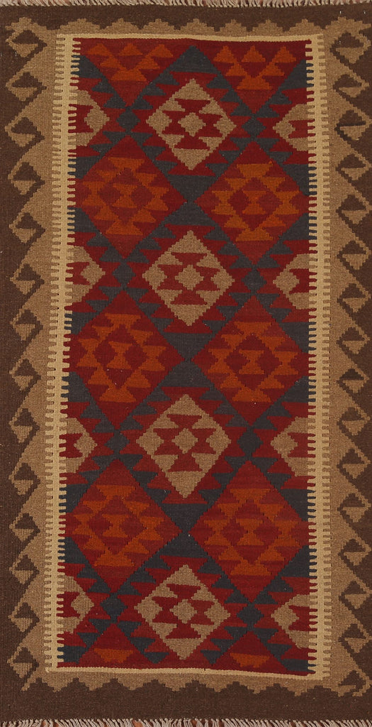 Kilim Reversible Wool Runner Rug 3x7