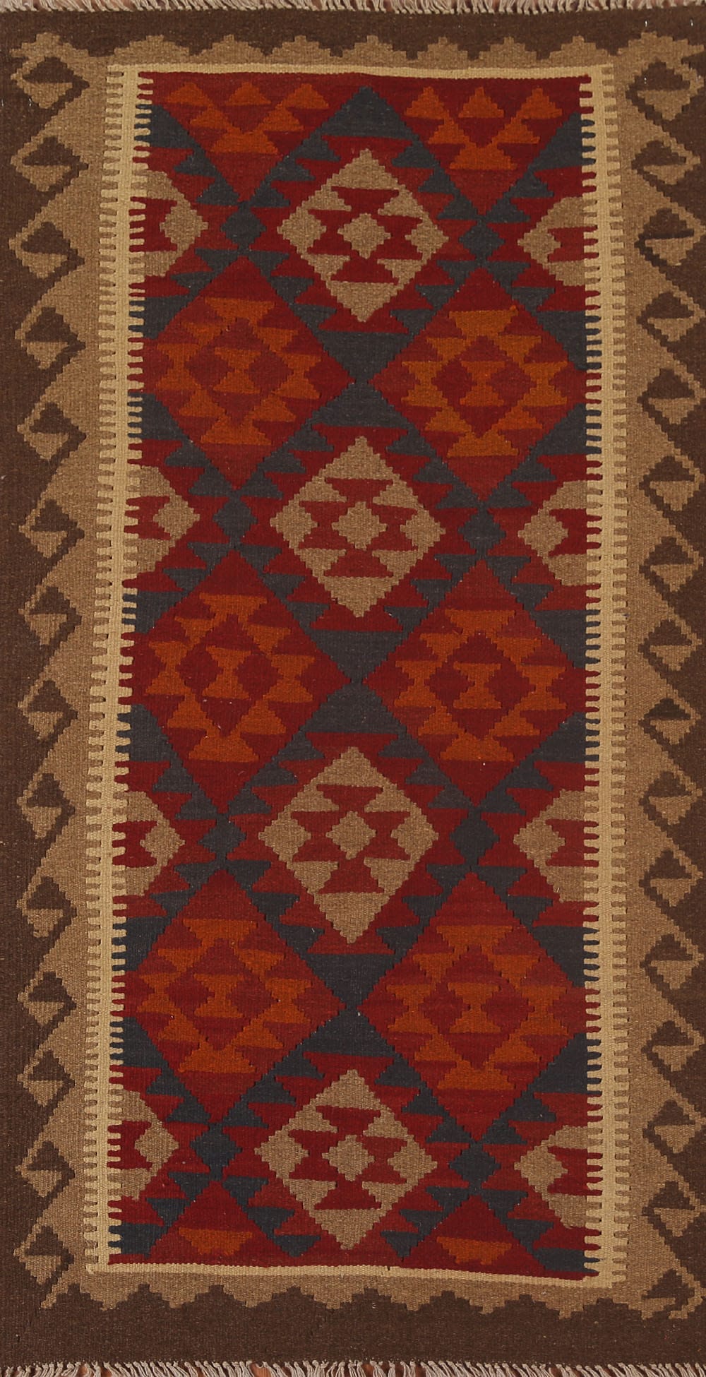 Kilim Reversible Wool Runner Rug 3x7