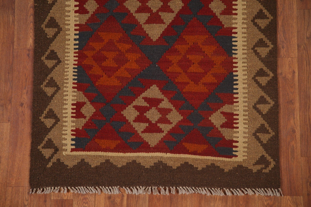 Kilim Reversible Wool Runner Rug 3x7