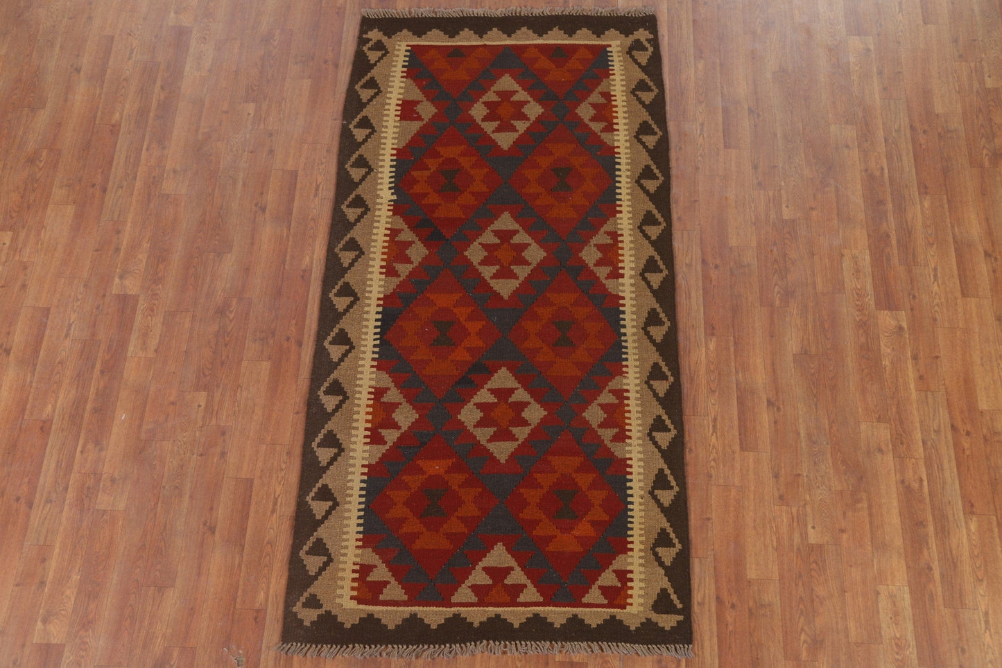 Geometric Kilim Oriental Runner Rug 3x7