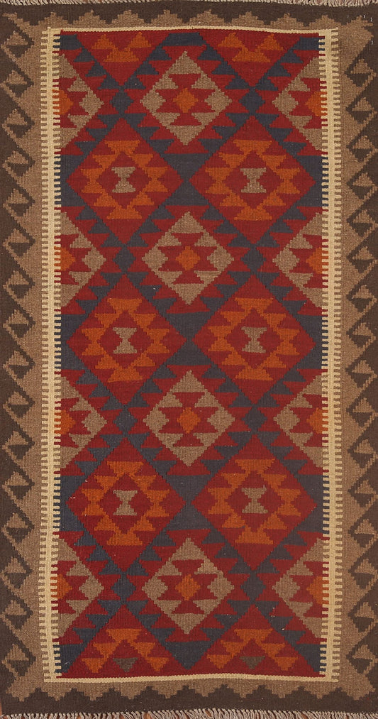 Kilim Reversible Wool Runner Rug 3x7