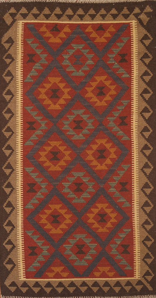 Kilim Reversible Wool Runner Rug 3x7