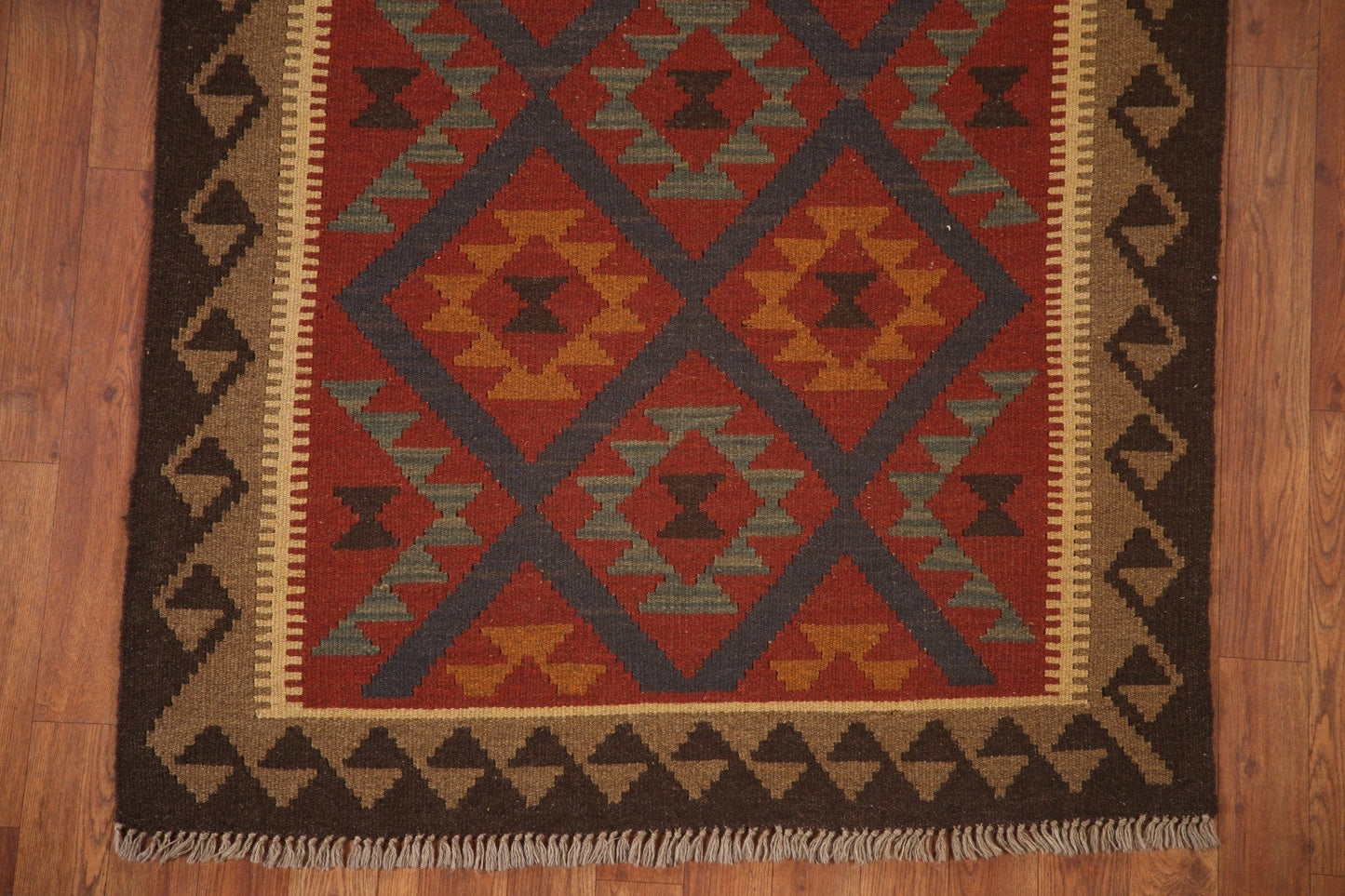 Kilim Reversible Wool Runner Rug 3x7