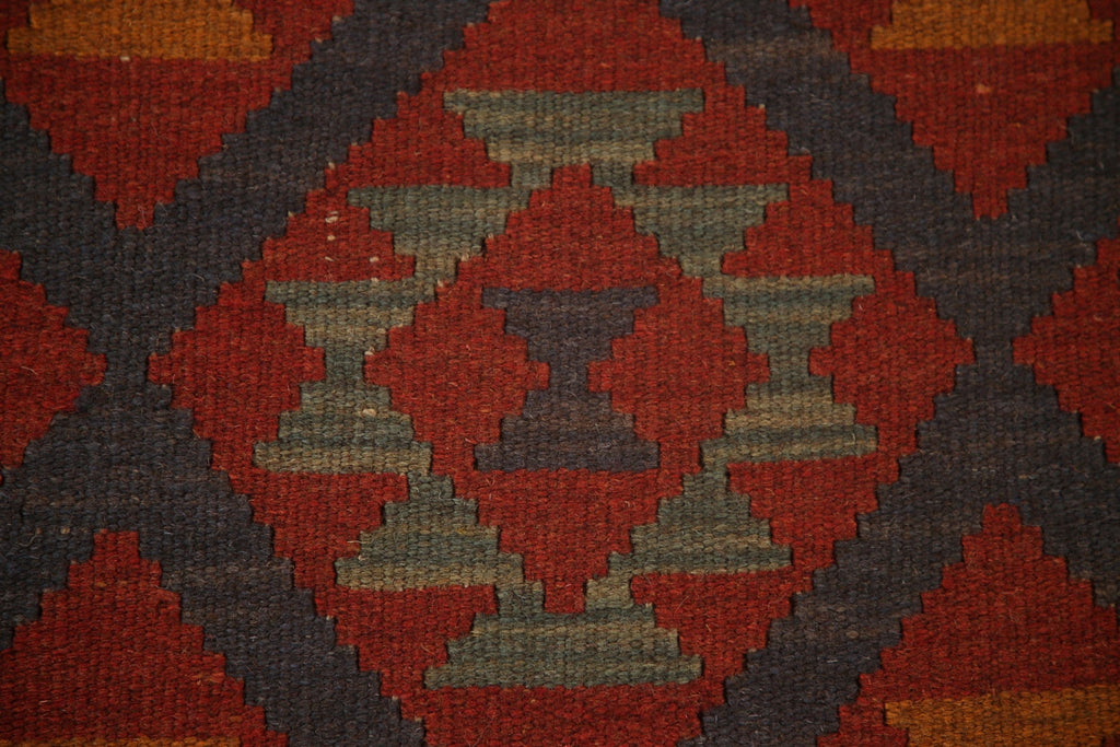 Kilim Reversible Wool Runner Rug 3x7