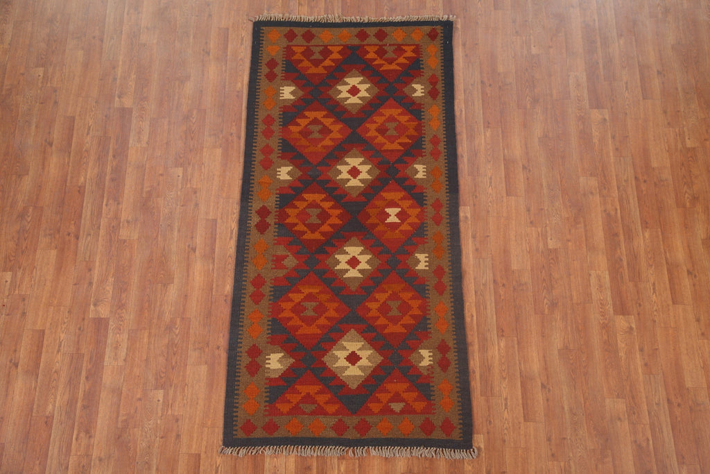 Geometric Kilim Oriental Runner Rug 3x7