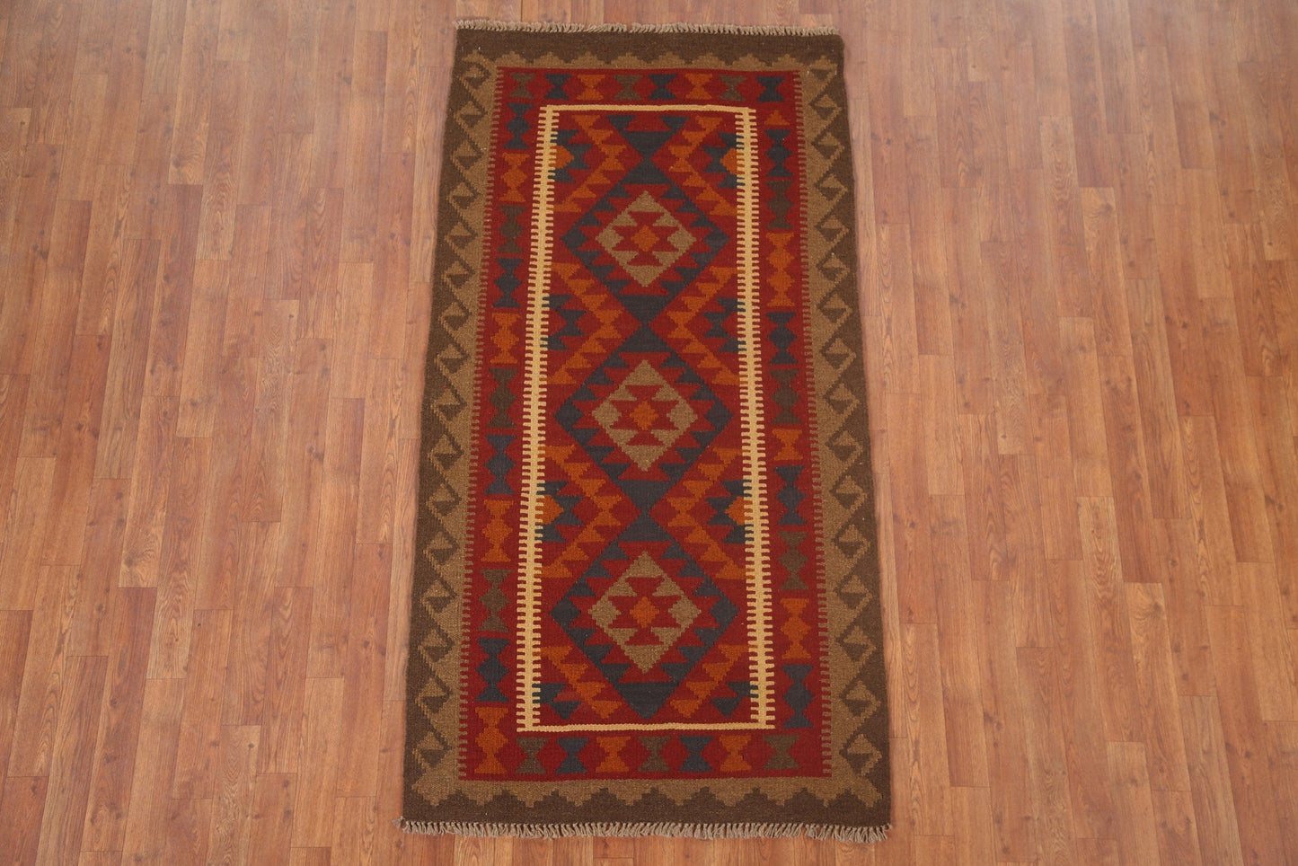 Kilim Reversible Wool Area Rug 3x6