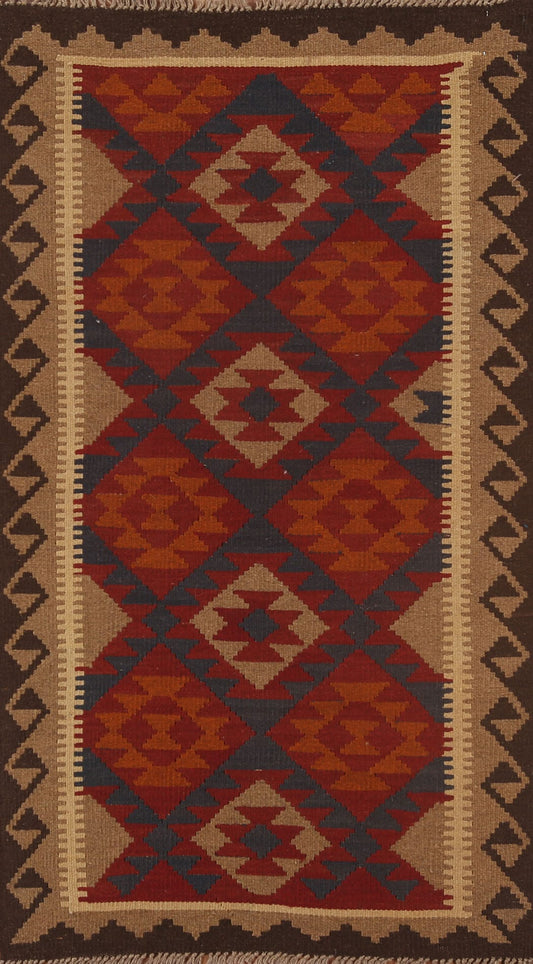 Reversible Wool Kilim Oriental Area Rug 3x6