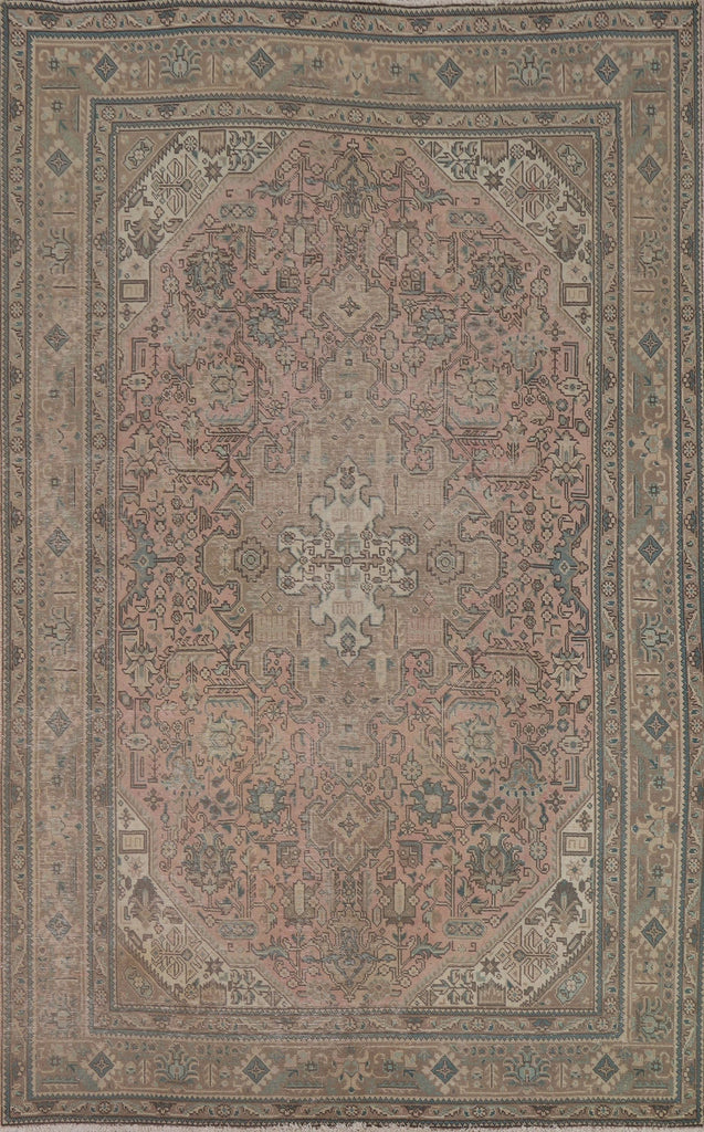 Geometric Pink Tabriz Persian Area Rug 7x9