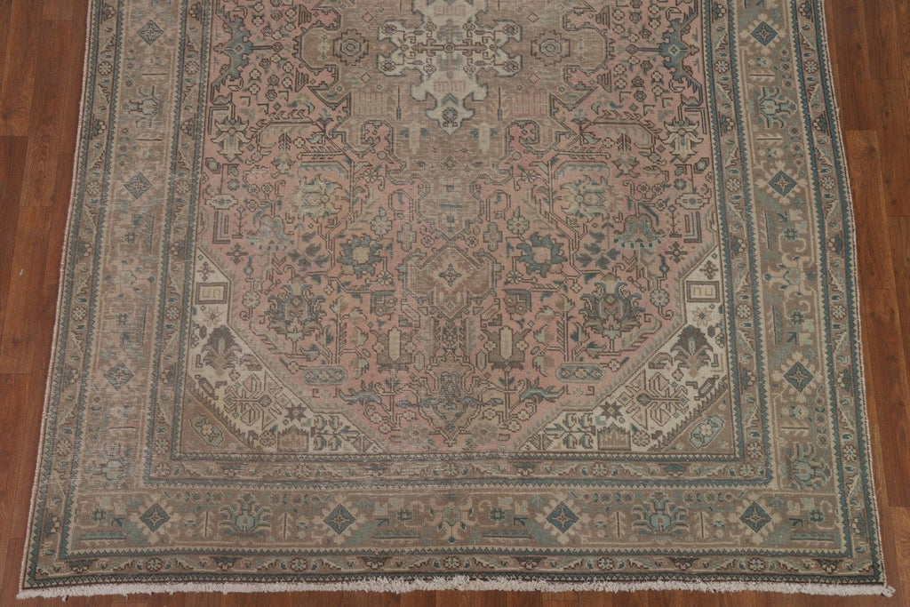 Geometric Pink Tabriz Persian Area Rug 7x9