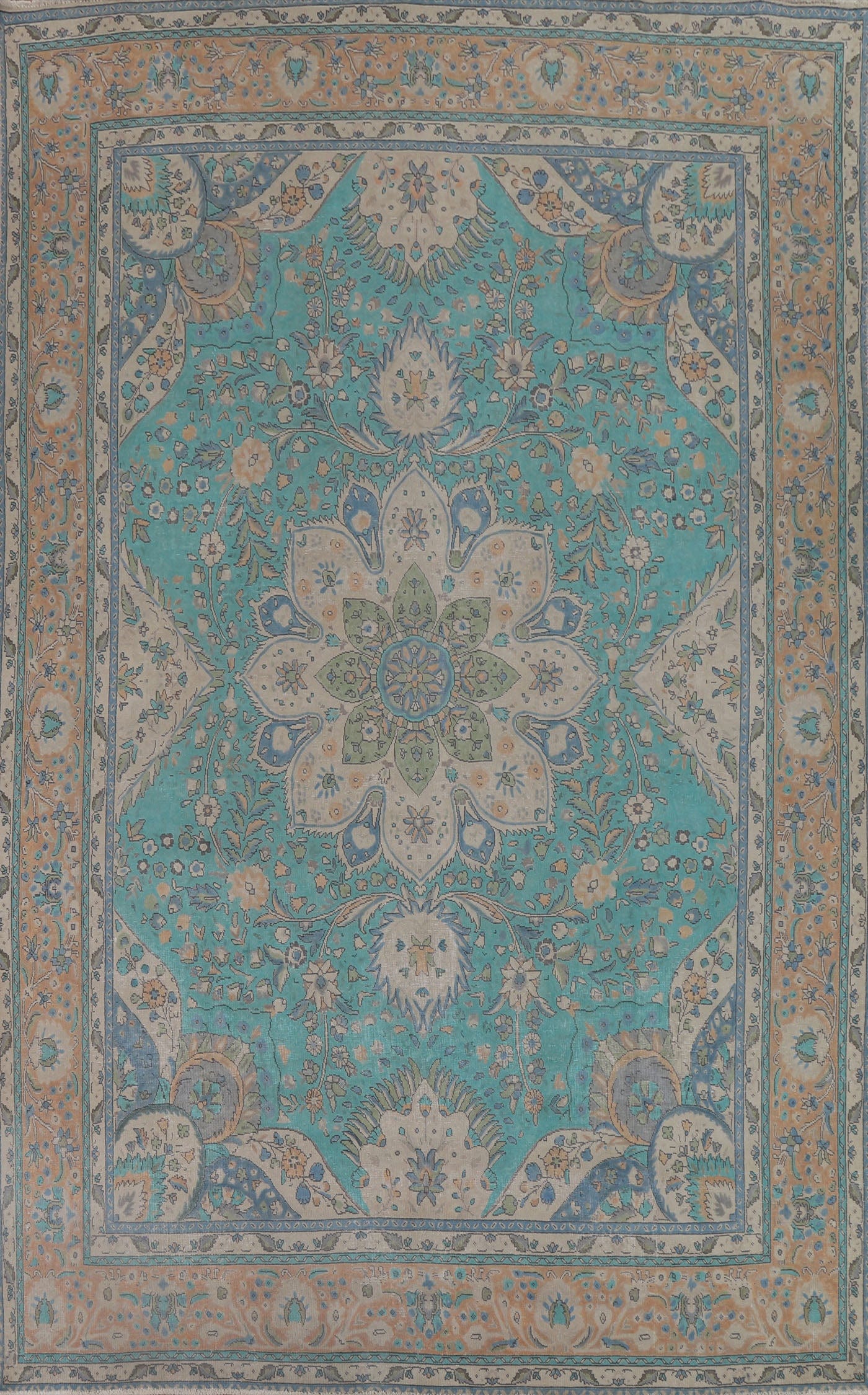 Turquoise Blue Tabriz Persian Area Rug 10x13