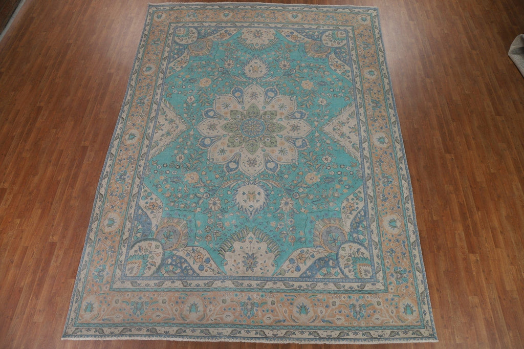 Turquoise Blue Tabriz Persian Area Rug 10x13