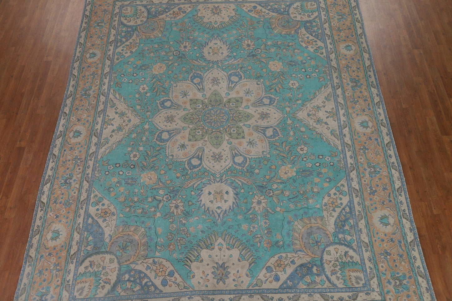 Turquoise Blue Tabriz Persian Area Rug 10x13